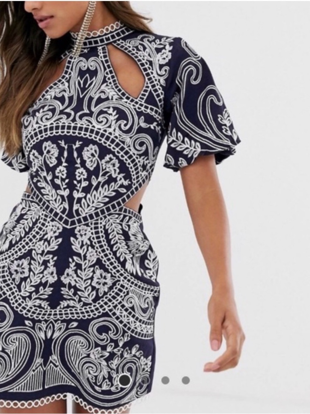 ASOS Navy and White Cutout Mini Dress